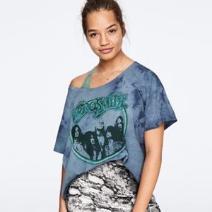 NWT’s Victoria’s‎ Secret PINK Boxy Tie-Dye Aerosmith Band Tee